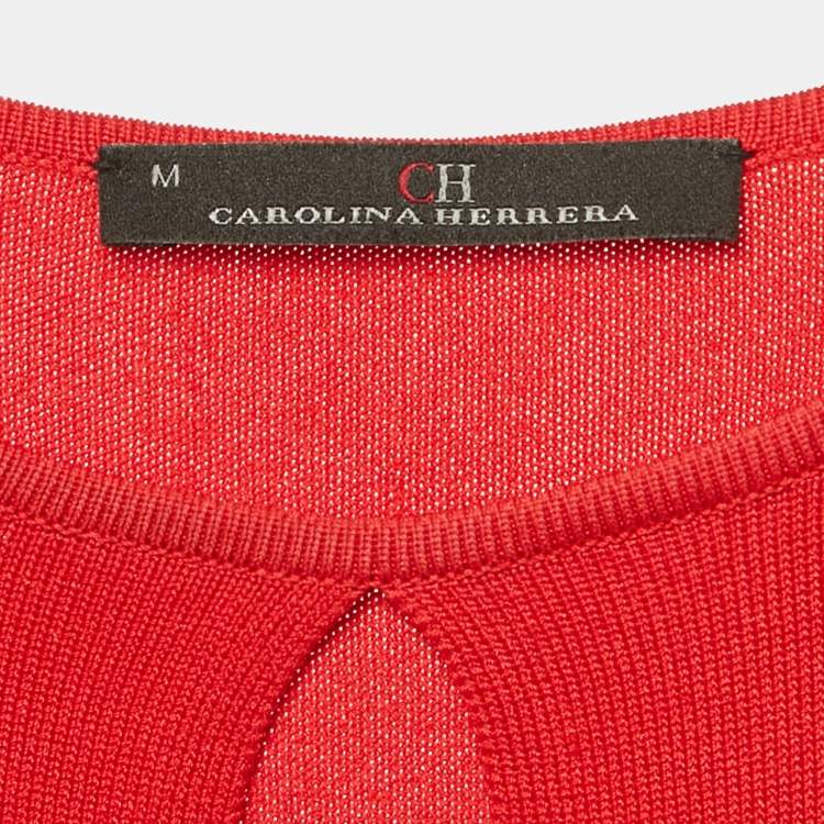 Pre Owned CH Carolina Herrera Red Knit Sleeveless Dress M