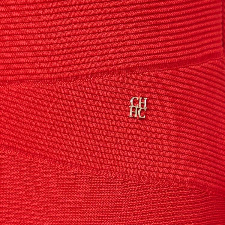 Pre Owned CH Carolina Herrera Red Knit Sleeveless Dress M