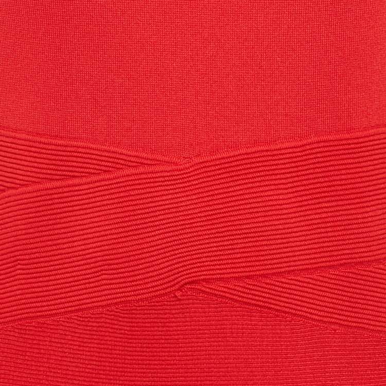 Pre Owned CH Carolina Herrera Red Knit Sleeveless Dress M