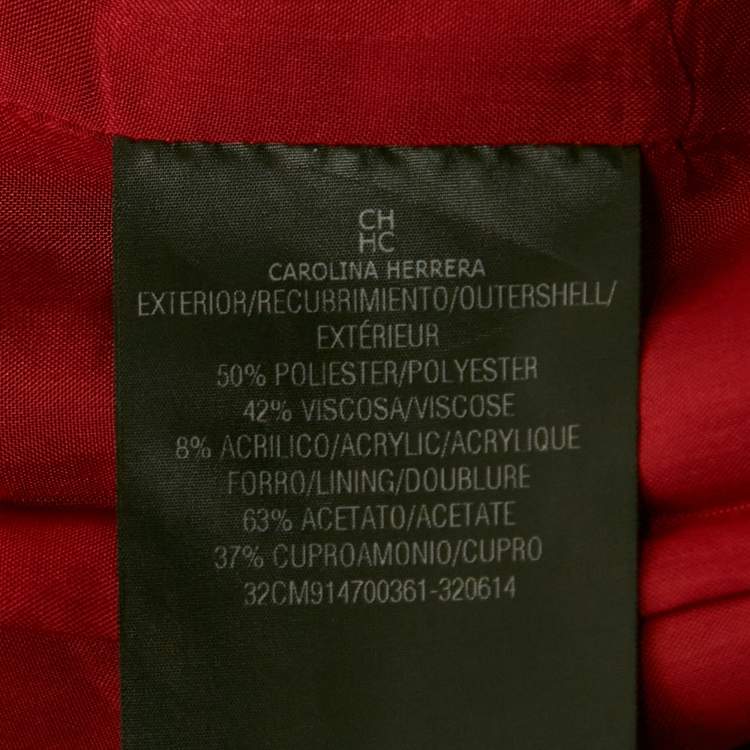 Pre Owned CH Carolina Herrera Red Jacquard Bow Detail Mini Dress L