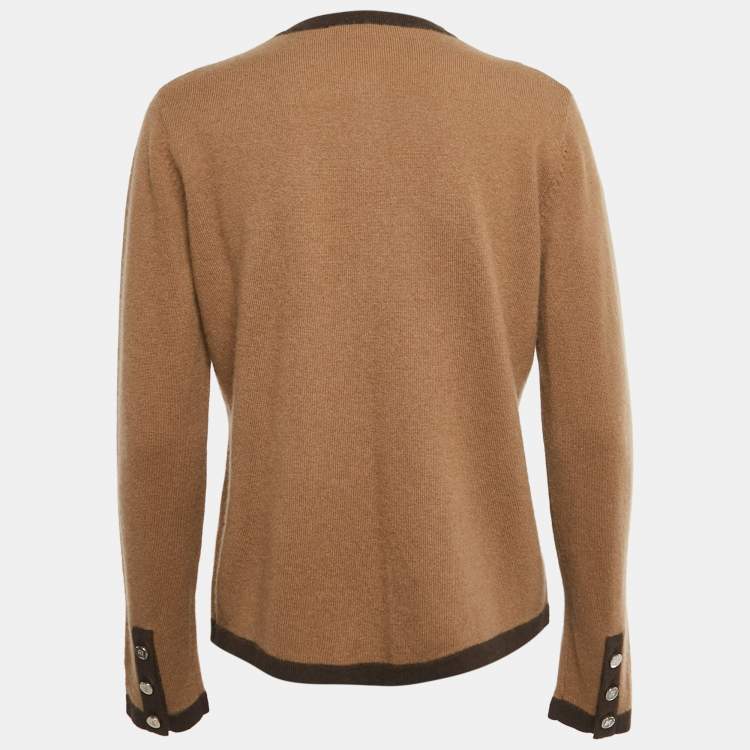 Pre Owned CH Carolina Herrera Brown Wool Knit Cardigan M