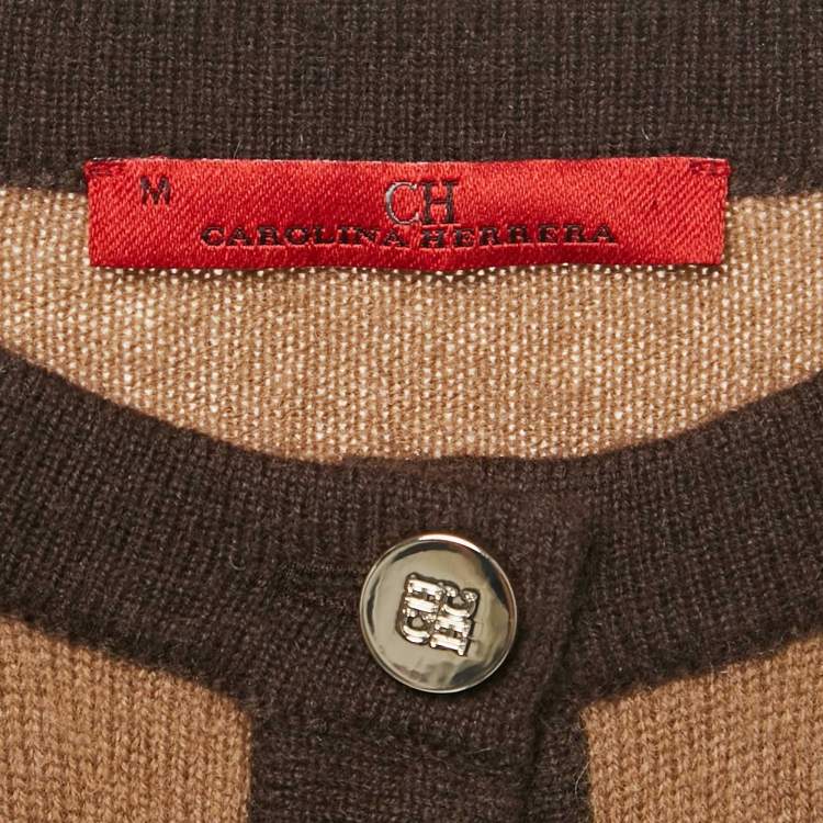 Pre Owned CH Carolina Herrera Brown Wool Knit Cardigan M