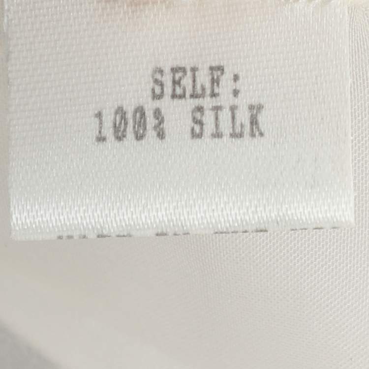 Pre Owned CH Carolina Herrera Off-White/Blue Tulle Embroidered Tops L