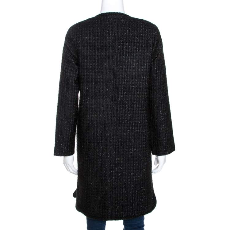 Pre Owned CH Carolina Herrera Black Lurex Tweed Coat M