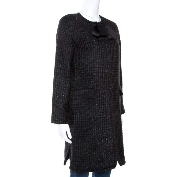 Pre Owned CH Carolina Herrera Black Lurex Tweed Coat M
