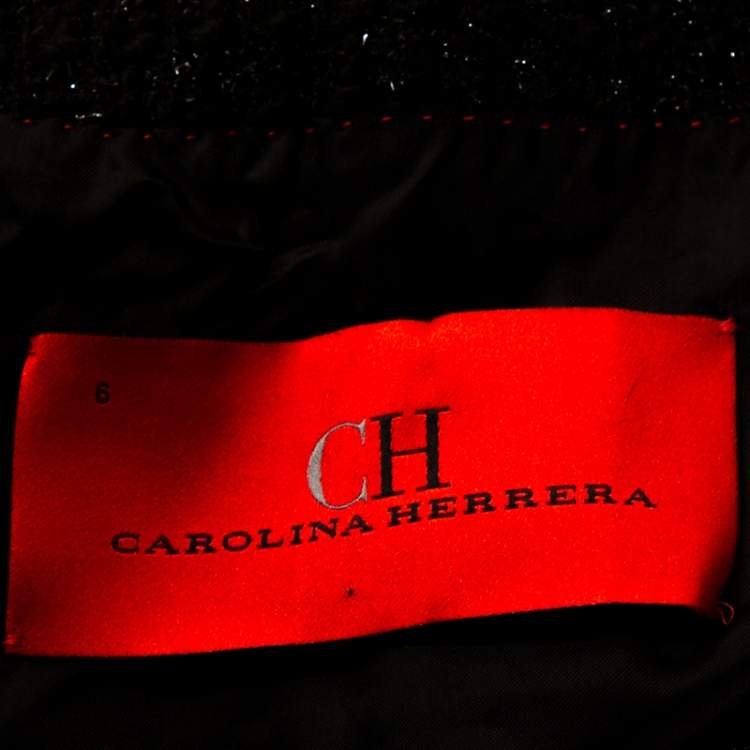 Pre Owned CH Carolina Herrera Black Lurex Tweed Coat M