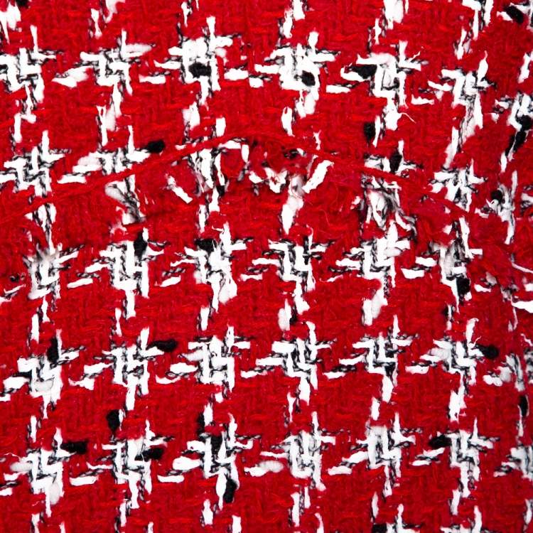Pre Owned CH Carolina Herrera Red Tweed Sleeveless Sheath Dress L