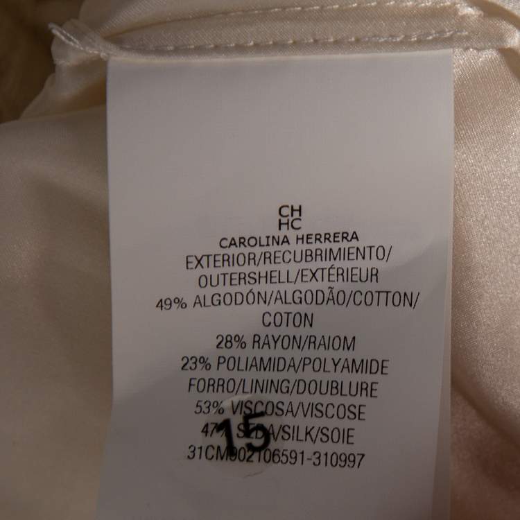 Pre Owned CH Carolina Herrera White Lace Striped Detailed Short Dress L