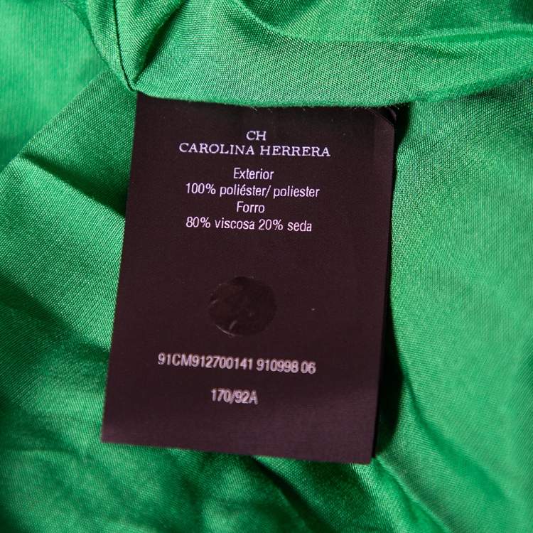 Pre Owned CH Carolina Herrera Green Textured Neoprene Strapless Gown M