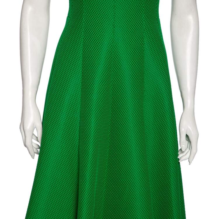 Pre Owned CH Carolina Herrera Green Textured Neoprene Strapless Gown M