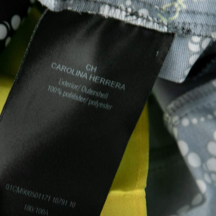 مملوكة مسبقًا CH Carolina Herrera Navy Blue Logo Printed Pleated Sateen Sleeveless Belted Midi Dress L