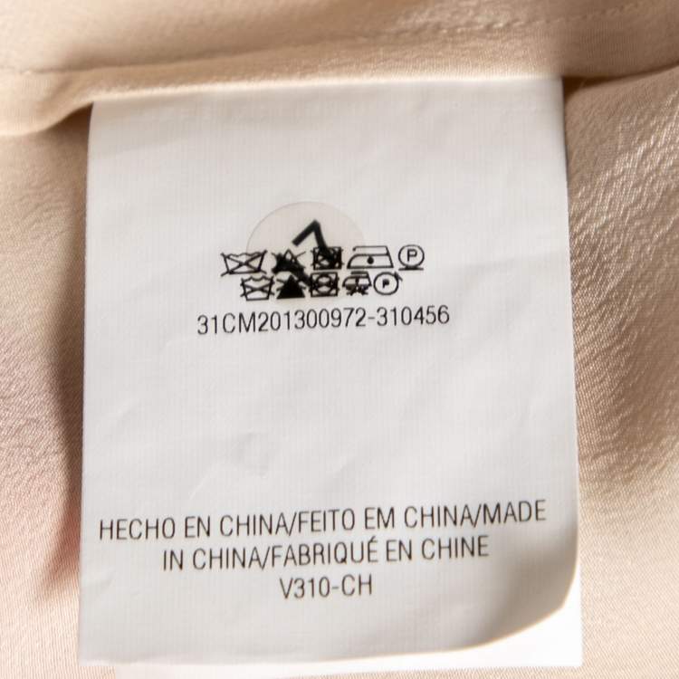 مملوكة مسبقًا CH Carolina Herrera Cream Silk Bow Applique Cap Sleeves Top L