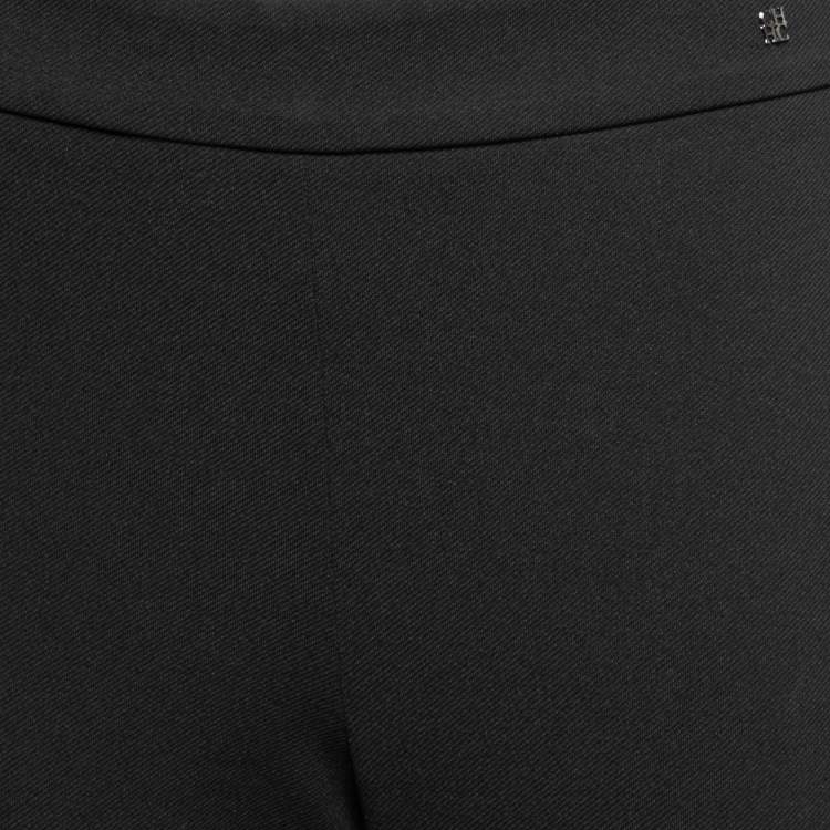 Pre Owned CH Carolina Herrera Black Stretch Knit Lace Trim Detailed Leggings L