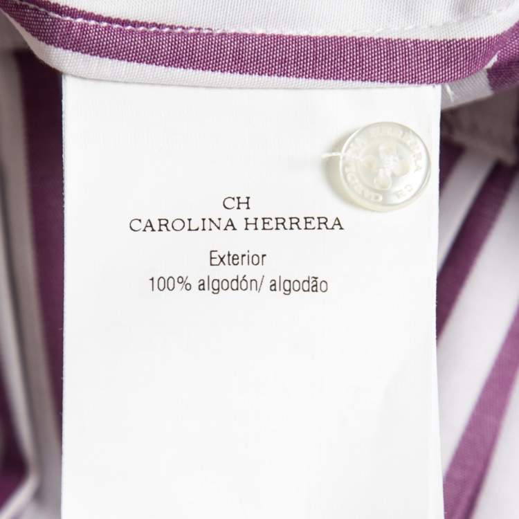 مملوكة مسبقًا CH Carolina Herrera Purple Striped Cotton Pleated Shirt S