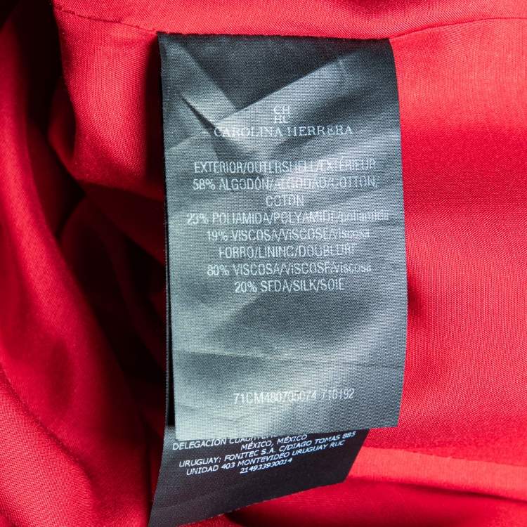 Pre Owned CH Carolina Herrera Red Lace Trim Detail Mini Skirt M