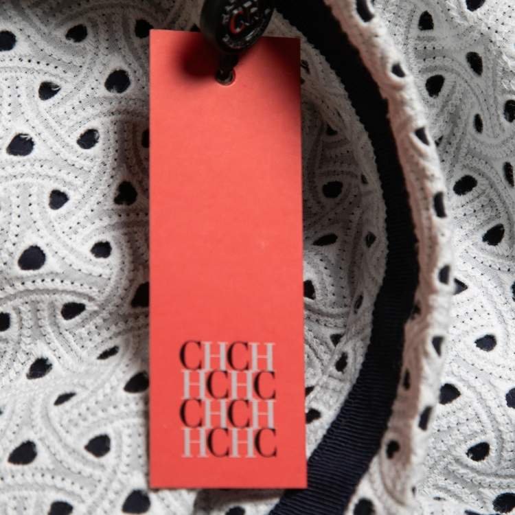 مملوكة مسبقًا CH Carolina Herrera White Eyelet Cotton A-Line Skirt M