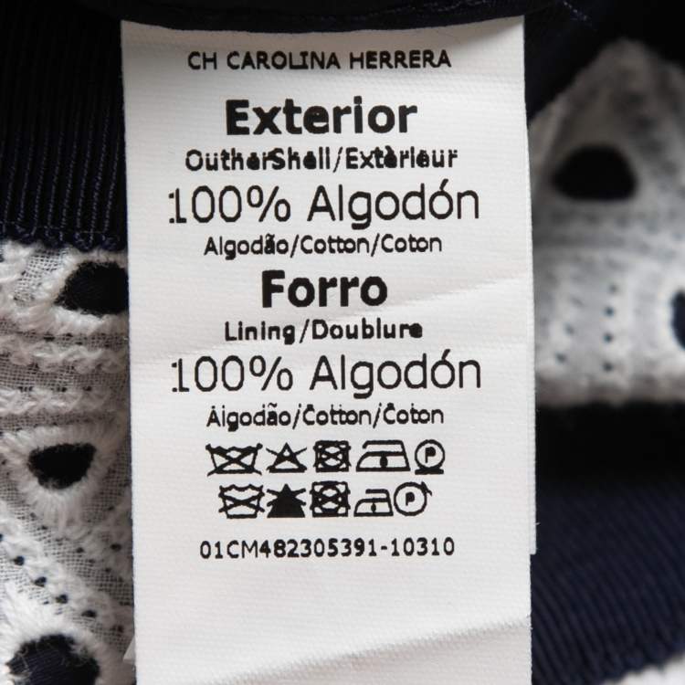 مملوكة مسبقًا CH Carolina Herrera White Eyelet Cotton A-Line Skirt M