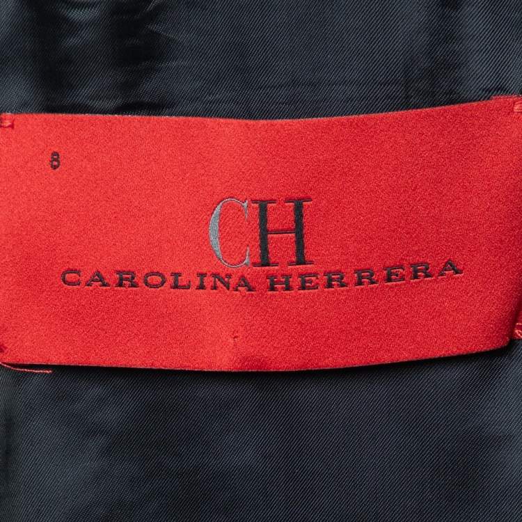 Pre Owned CH Carolina Herrera Black Lurex Tweed Mid Length Coat M