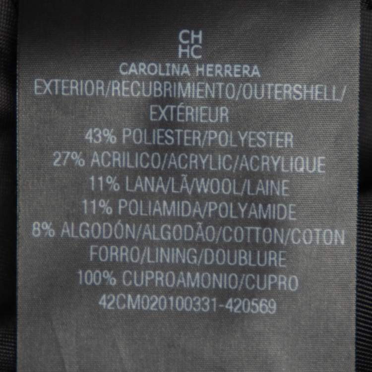 Pre Owned CH Carolina Herrera Black Lurex Tweed Mid Length Coat M