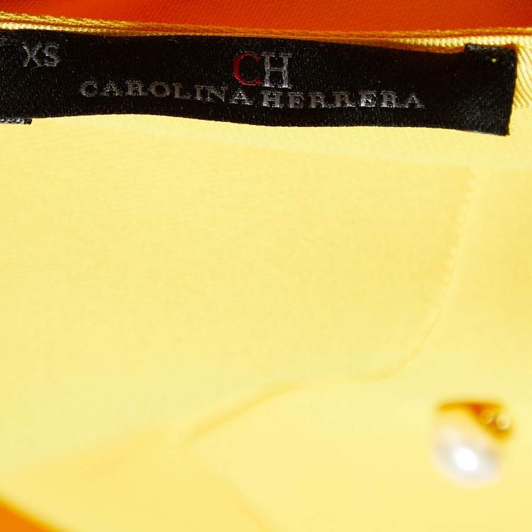 Pre Owned CH Carolina Herrera Yellow Crepe Shift Dress XS
