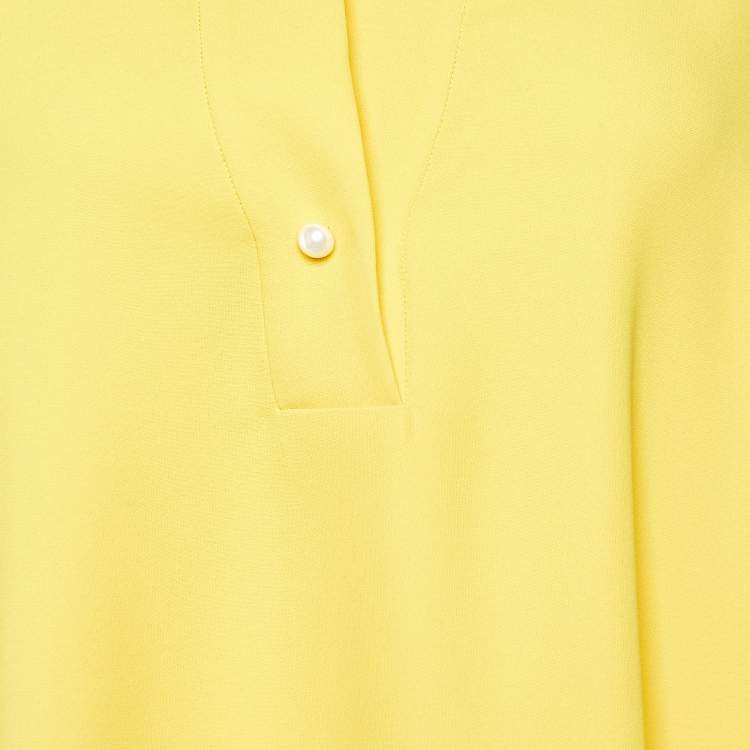 Pre Owned CH Carolina Herrera Yellow Crepe Shift Dress XS