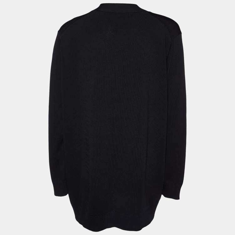 Pre Owned CH Carolina Herrera Black Knit Button Front Cardigan L