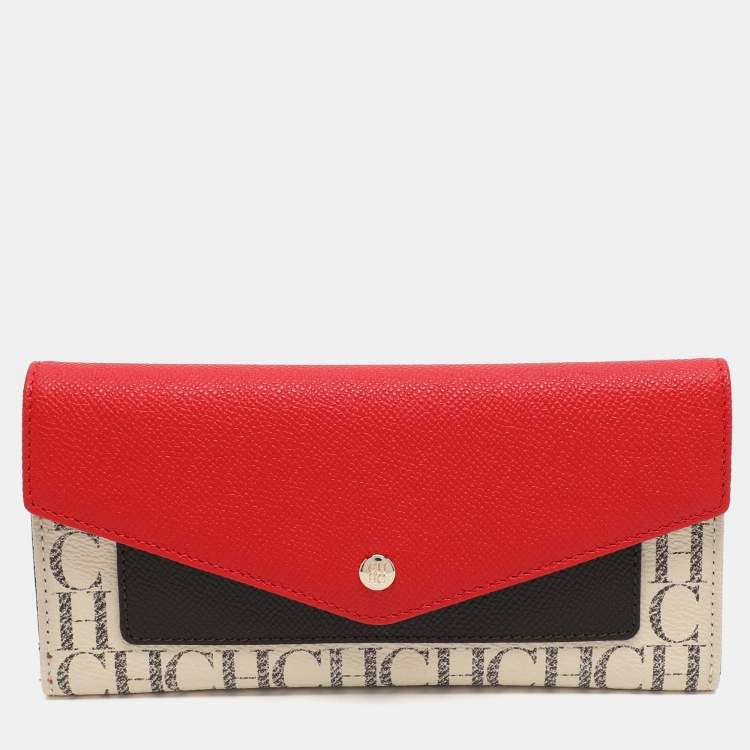 Pre Owned CH Carolina Herrera Multicolor Monogram Coated Canvas and Leather Trifold Wallet