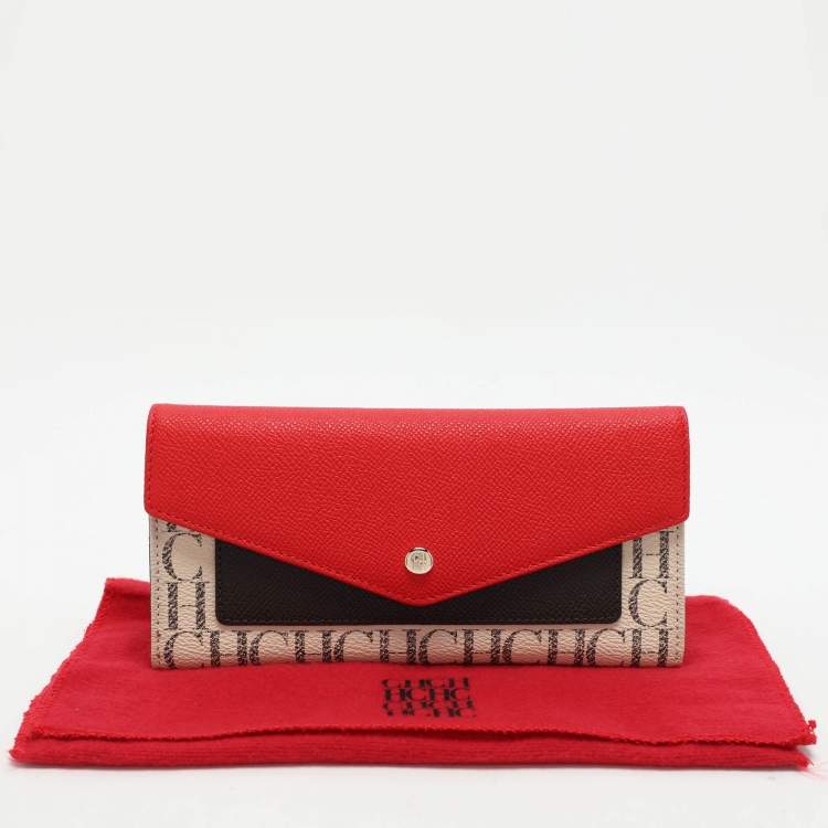 Pre Owned CH Carolina Herrera Multicolor Monogram Coated Canvas and Leather Trifold Wallet