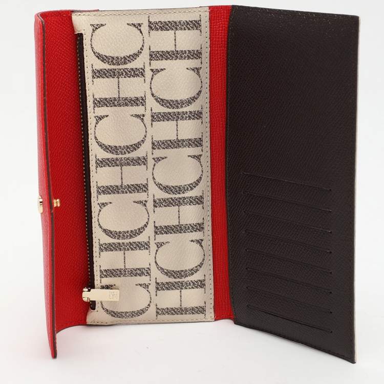 Pre Owned CH Carolina Herrera Multicolor Monogram Coated Canvas and Leather Trifold Wallet