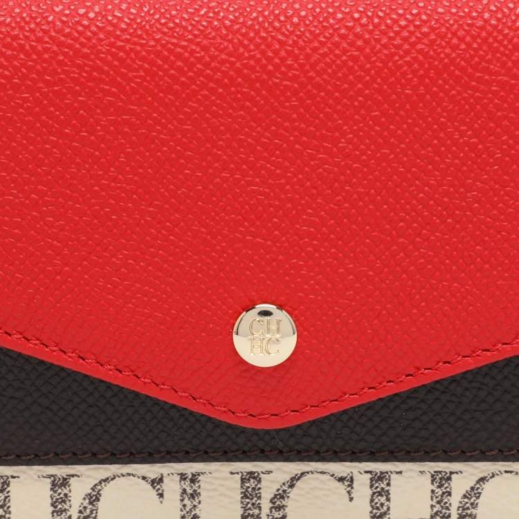 Pre Owned CH Carolina Herrera Multicolor Monogram Coated Canvas and Leather Trifold Wallet
