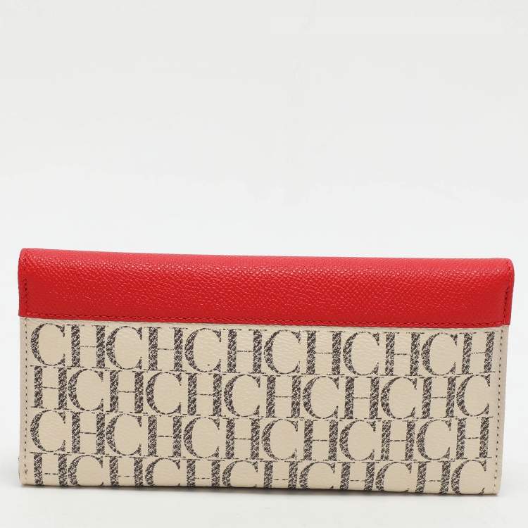 Pre Owned CH Carolina Herrera Multicolor Monogram Coated Canvas and Leather Trifold Wallet