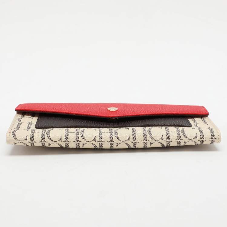 Pre Owned CH Carolina Herrera Multicolor Monogram Coated Canvas and Leather Trifold Wallet