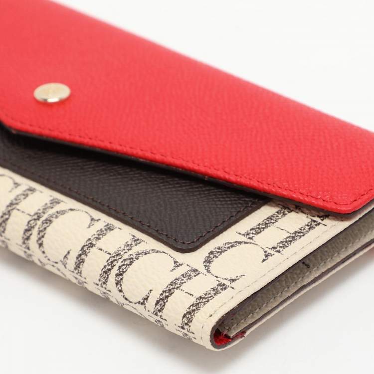 Pre Owned CH Carolina Herrera Multicolor Monogram Coated Canvas and Leather Trifold Wallet