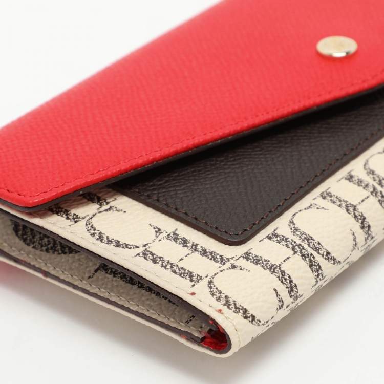 Pre Owned CH Carolina Herrera Multicolor Monogram Coated Canvas and Leather Trifold Wallet