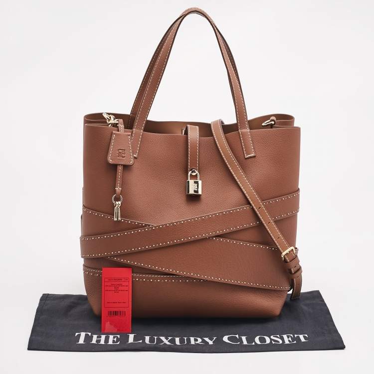 Pre Owned CH Carolina Herrera Brown Leather Medium Matryoshka Locked Shoulder Bag