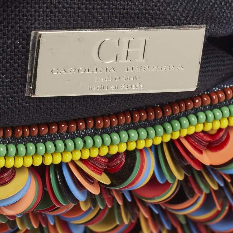 Pre Owned CH Carolina Herrera Multicolor Beads Bimba Flap Shoulder Bag