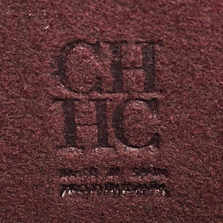Pre Owned CH Carolina Herrera Burgundy Leather Mini Doma Insignia Satchel