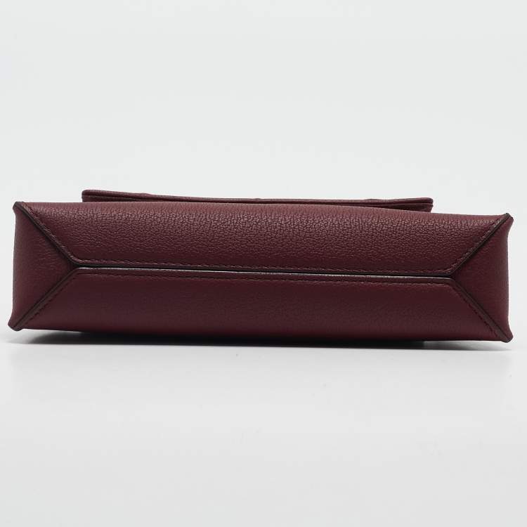 Pre Owned CH Carolina Herrera Burgundy Leather Mini Doma Insignia Satchel