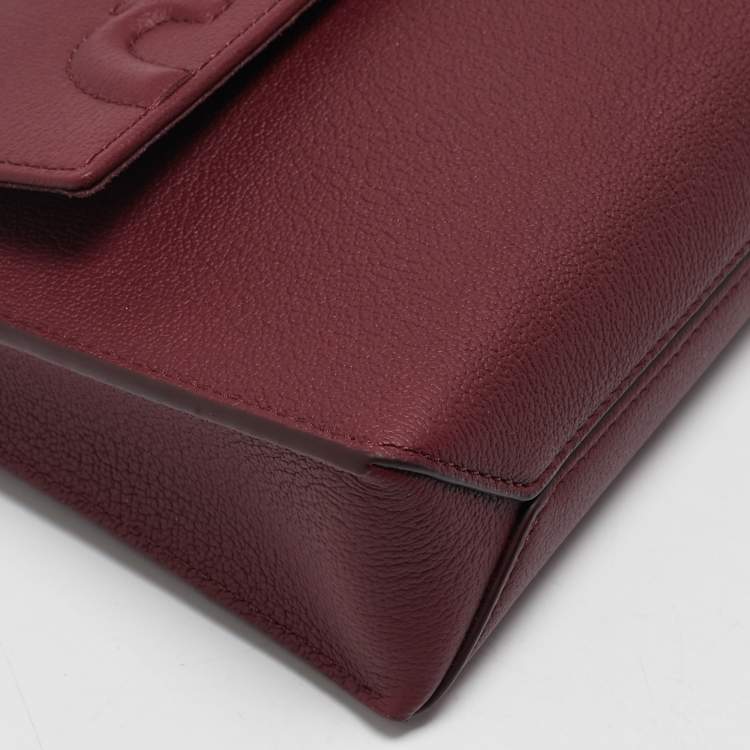 Pre Owned CH Carolina Herrera Burgundy Leather Mini Doma Insignia Satchel