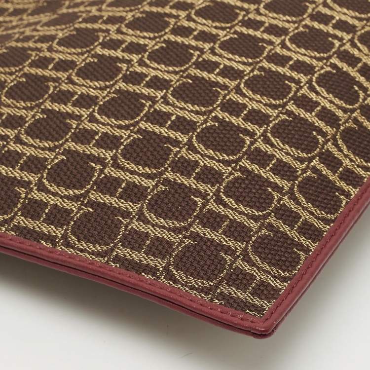 Pre Owned CH Carolina Herrera Brown/Gold Monogram Canvas Pouch