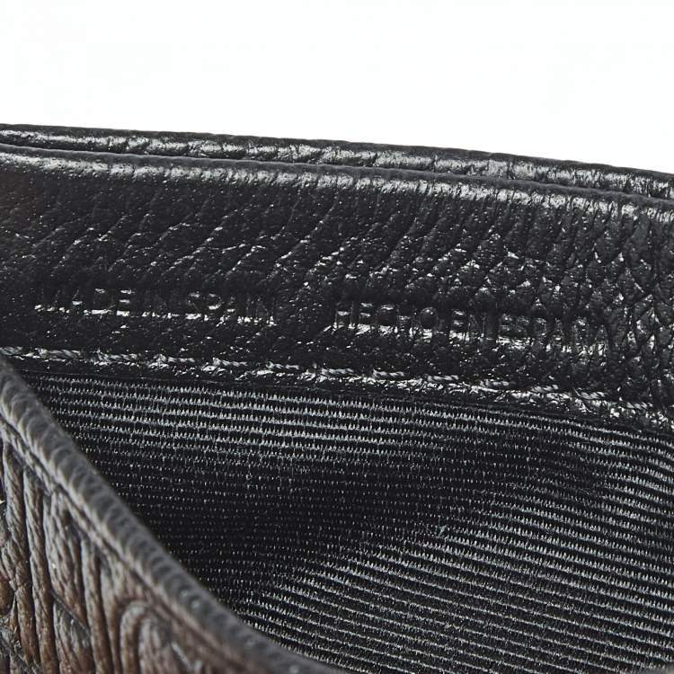 Pre Owned CH Carolina Herrera Black Monogram Leather Card Holder 