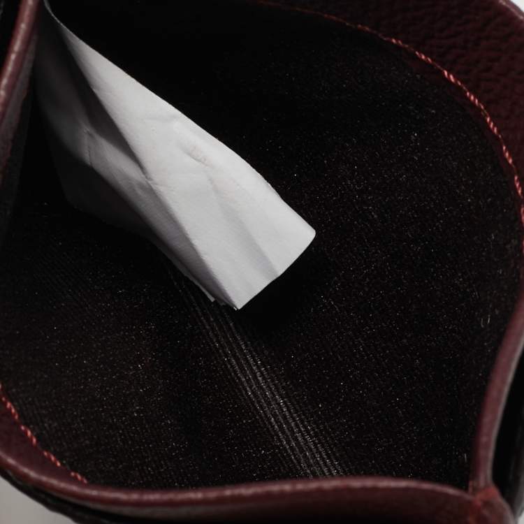 Pre Owned CH Carolina Herrera Brown/Burgundy Monogram Coated Canvas and Leather Card Holder