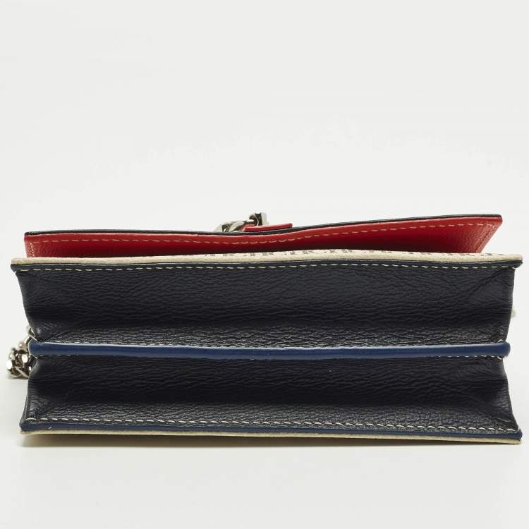 Pre Owned CH Carolina Herrera Multicolor Monogram Coated Canvas and Leather Wallet On Chain