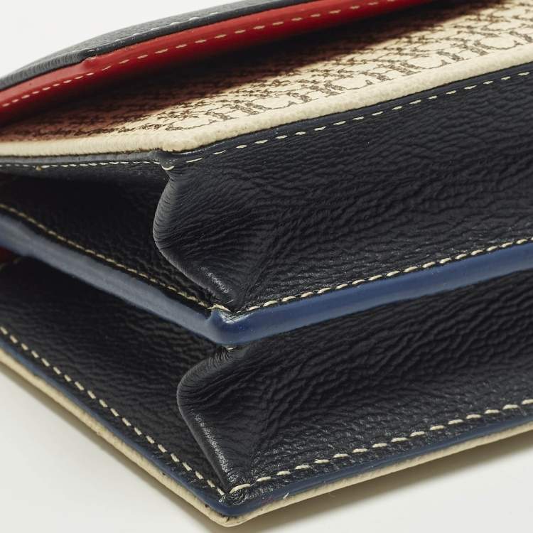 Pre Owned CH Carolina Herrera Multicolor Monogram Coated Canvas and Leather Wallet On Chain