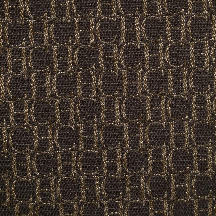 Pre Owned CH Carolina Herrera Continental Brown/Burgundy Monogram Canvas and Leather Pouch