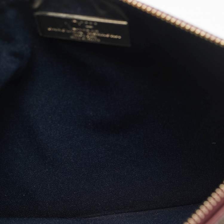 Pre Owned CH Carolina Herrera Continental Brown/Burgundy Monogram Canvas and Leather Pouch