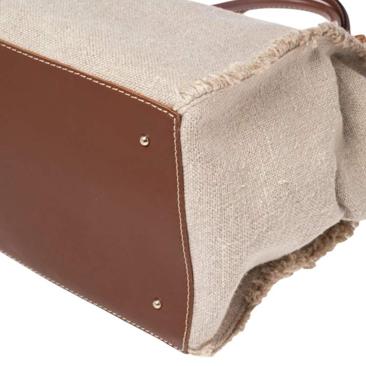Pre Owned CH Carolina Herrera Brown/Beige Canvas and Leather Vendome Tote