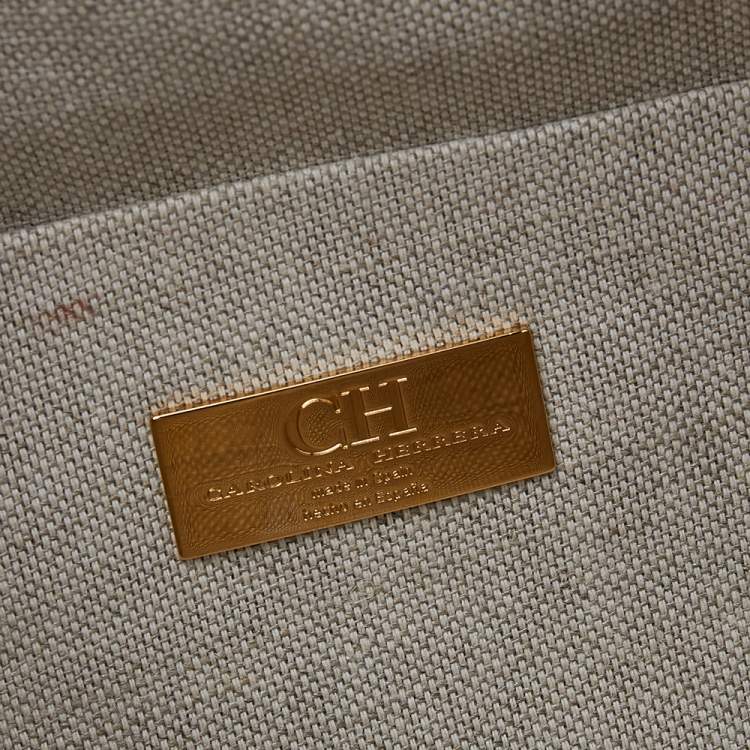 Pre Owned Carolina Herrera Brown Monogram Embossed Leather Crossbody Bag