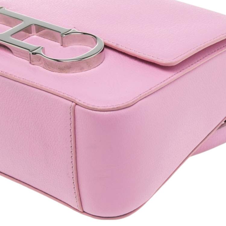 Pre Owned CH Carolina Herrera Pink Leather Initial Insignia Shoulder Bag
