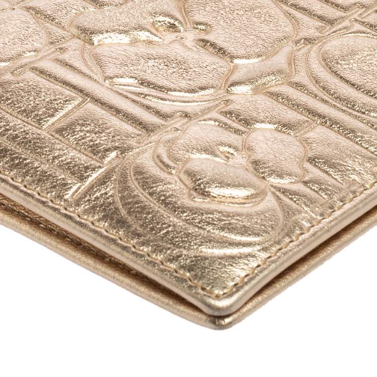 Pre Owned CH Carolina Herrera Embossed Leather Bifold Continental Wallet